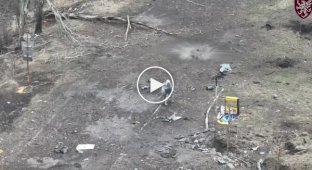 An occupier burns out on the road after a Ukrainian drone attack