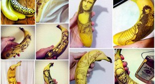 Удивительные рисунки на бананах (29 фото)