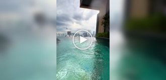 Unusual transparent swimming pool at altitude