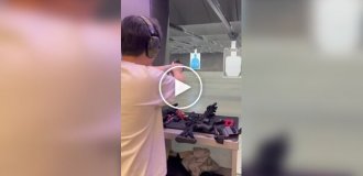 A ricocheting shell casing triggered the detonation of the cartridge. At the shooting range