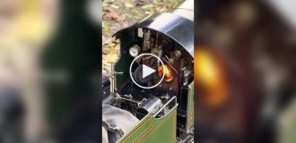 A man rode an unusual train