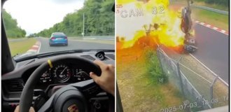 Не все покатушки на Нюрбургринге заканчиваются хорошо (3 фото + 1 видео)