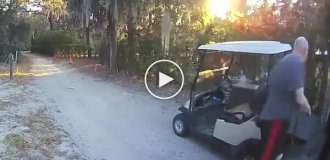 Небольшая ошибка и гольф-кар отправился в самостоятельную поездку