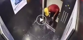 A worker tried to repair an elevator, but only finally broke it