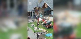 After learning of his wife's divorce intentions, the husband destroyed the house with an excavator