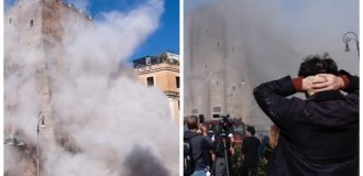 В центре Рима обрушилась часть исторической башни (8 фото + 1 видео)