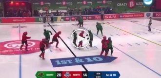 Как выглядит американский футбол на льду