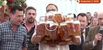 Немец попытался пронести 31 кружку с пивом