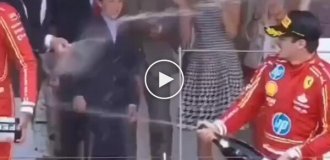 A boy from the royal family struggled to drink champagne at the last Formula 1 in Monaco