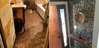 Чоловік виклав підлогу у ванній кімнаті з грошей (3 фото)