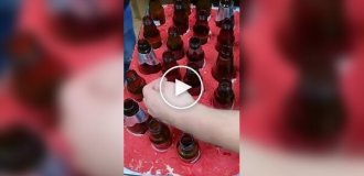 Making a melody using empty bottles