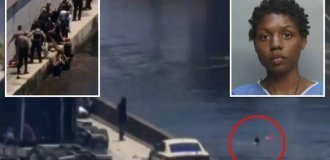 The car thief jumped into the lake to escape from the police (5 photos + 1 video)