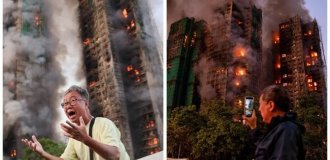 В Гонконге произошёл масштабный пожар сразу в нескольких небоскрёбах (2 фото + 6 видео)