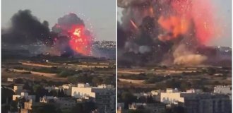 Мощный взрыв на заводе фейерверков на Мальте (1 фото + 5 видео)