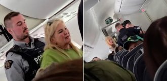 Пьяных мать и дочь под аплодисменты вывели из самолёта (4 фото + 1 видео)