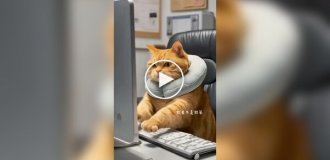 A cat was driven to distraction at work