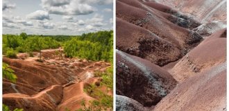 Кровавые  холмы Канады: как человеческая ошибка подарила миру марсианский  пейзаж и чуть не погубила его (12 фото + 1 видео)