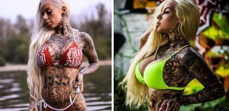 Татуированная с ног до головы модель показала себя до преображения (6 фото)