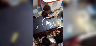 A guy bit a phone battery