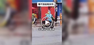 A dog left its owner on an electric bike