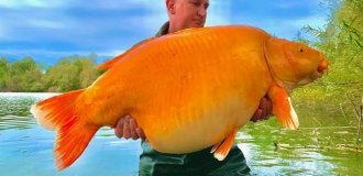 She lived in a lake for 20 years: the world's largest goldfish weighing more than 30 kg was found (2 photos)