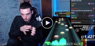 Из жизни геймеров: парень прошел самый сложный трек в Guitar Hero на скорости 200 процентов без единой ошибки