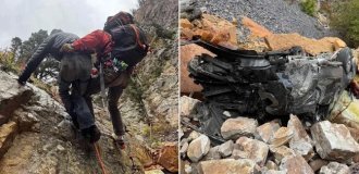 Driver miraculously survived after falling into a chasm (5 photos)