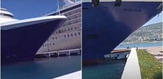 Cruise ship crashed into a pier in Turkey (3 photos + 1 video)