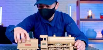 A Japanese man creates impressive crafts from cardboard (1 photo + 7 videos)