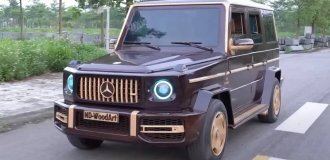A folk craftsman created a working replica of a Mercedes G-Class made of wood (3 photos + 1 video)