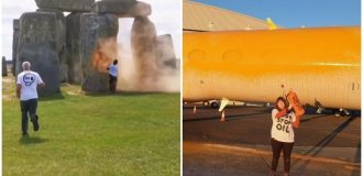 Экоактивисты облили краской Стоунхендж и самолёт Тейлор Свифт (2 фото + 1 видео)