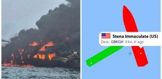 Off the coast of Great Britain, an oil tanker and a cargo ship caught fire after a collision (4 photos + 1 video)