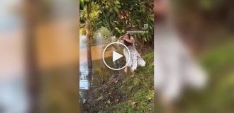 Even an unexpected swim couldn't ruin her day