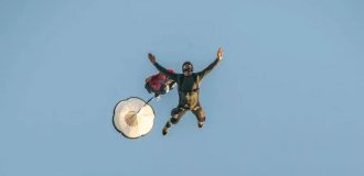 A parachutist crashed into the ground at a speed of 110 km/h and miraculously survived (5 photos)