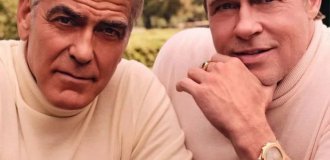 Brad Pitt and George Clooney's photo shoot that young people will envy (5 photos + video)