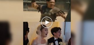 The groom's friends gave the couple a love story through the ages with the help of AI