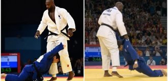 At the Olympics against giant judoka Riner was put forward by a Korean who was 62 kg lighter (4 photos + 1 video)