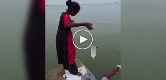 Simple and effective fishing gear made from improvised means