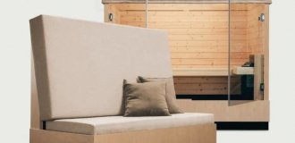 Немецкая компания Suda выпустила домашнюю сауну, которая превращается в диван (3 фото + видео)