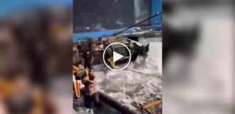 Огромный резервуар с водой лопнул и затопил съемочную площадку в Индии