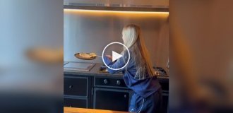 David Beckham teaches his daughter Harper to bake pancakes