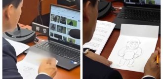 Корейский депутат рисовал гориллу на заседании парламента (1 фото + 2 видео)