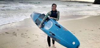 Jellyfish stings on the way: 13-year-old girl surfs to school every day (4 photos)