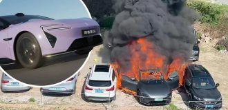 Практически новый электрокар Avatr 06 выгорел дотла, прихватив с собой другие автомобили (4 фото)