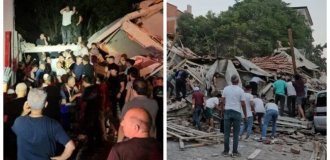 В Турции из-за землетрясения обрушились не менее 10 жилых домов (1 фото + 5 видео)