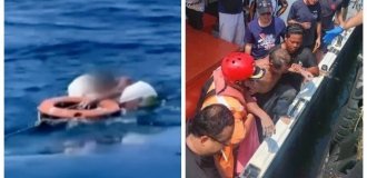 The man fell asleep on an inflatable ring and drifted in the open sea for almost a day (3 photos + 1 video)