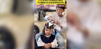 В Китае 11-летний мальчик создает уникальные прически для младшей сестры