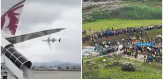 The crash of a passenger plane in Nepal was caught on video (3 photos + 3 videos)