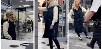 The girl caused a row in the store after refusing to return the goods (7 photos + 1 video)