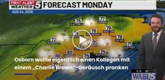 An American meteorologist couldn't contain his laughter during a broadcast.